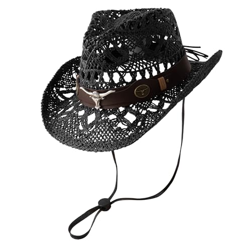 Jastore Kids Western Cowboy Hat Toddler Straw Sun Hat Boy Girl Cowgirl Hat with Belt Buckle Headband