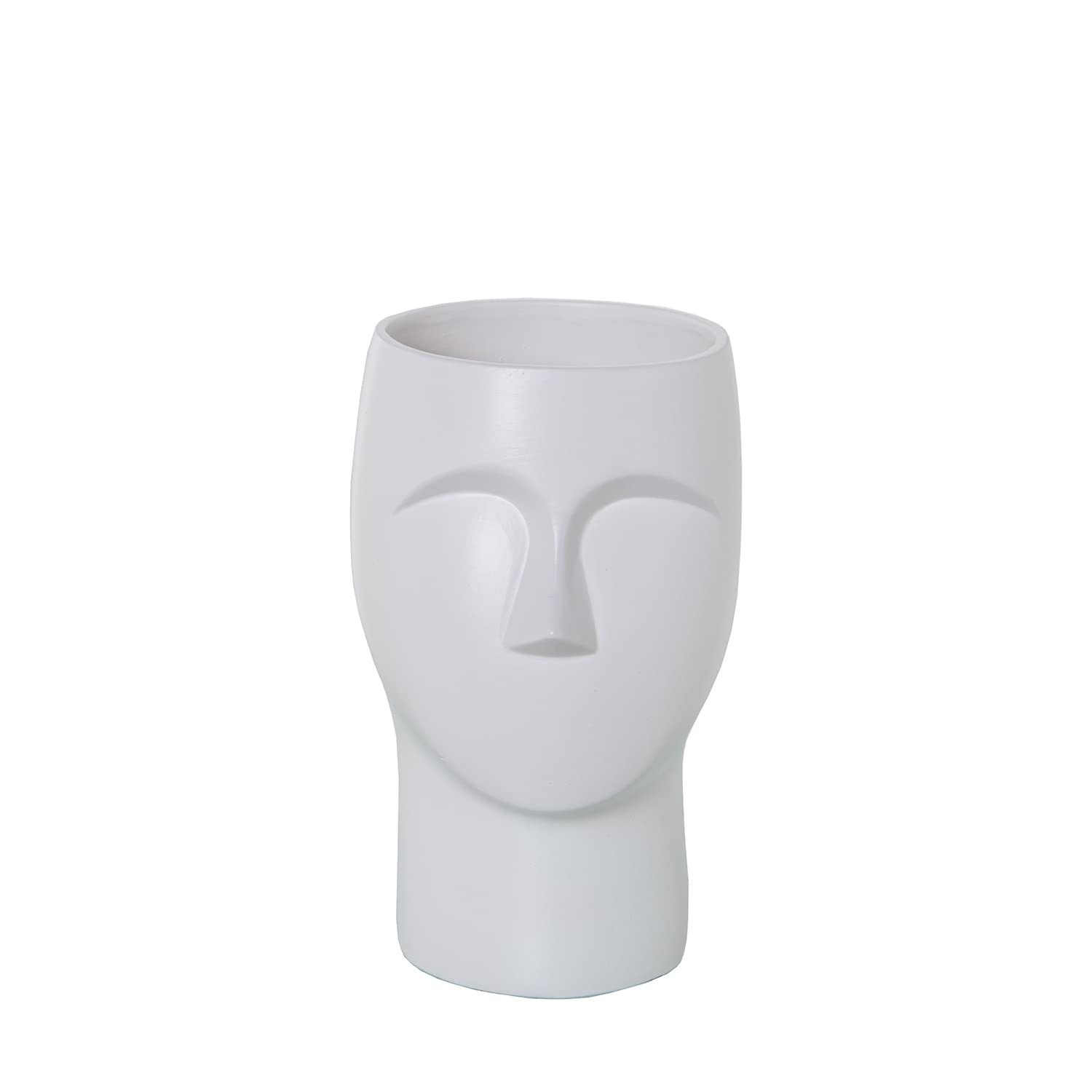Vase en céramique visage blanc mat de 24 cm pour décoration moderne