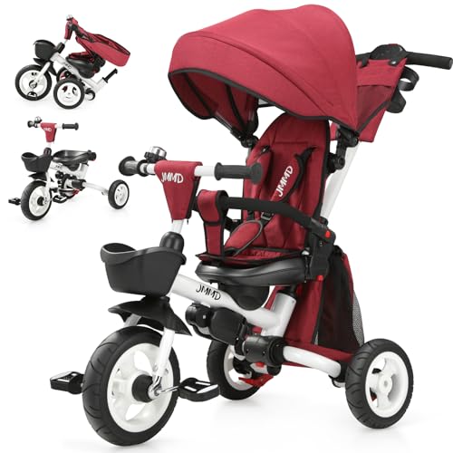 Image of JMMD 8-in-1 Foldable Toddler Tricycle for Ages 1-5, Portable Trike Stroller