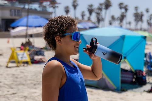Image of HYDRO CELL Stainless Steel Insulated Water Bottle with Straw - For Cold & Hot Drinks - Metal Vacuum Flask with Screw Cap and Modern Leakproof Sport Thermos for Adults (Blue /Black 18oz)