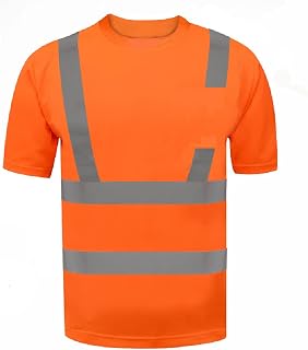 YOWESHOP カスタマイズ ラウンドネック 安全 Tシャツ 反射Tシャツ 安全ベスト 高視認性反射Tシャツ ユニセックス 夜間作業 工事現場 警備員用
