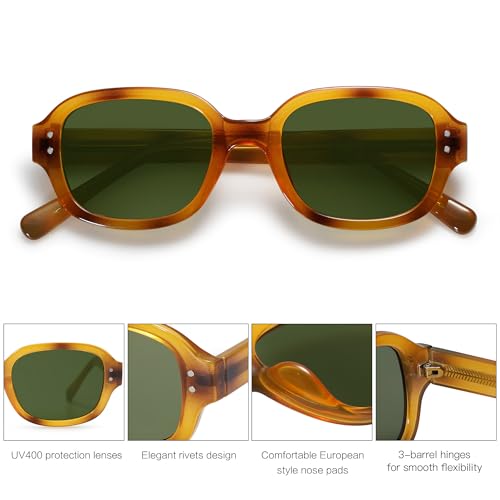 SOJOS Rectangle Sunglasses for Women Vintage Trendy Outdoor Travel Sun Glasses Square Frame SJ22184