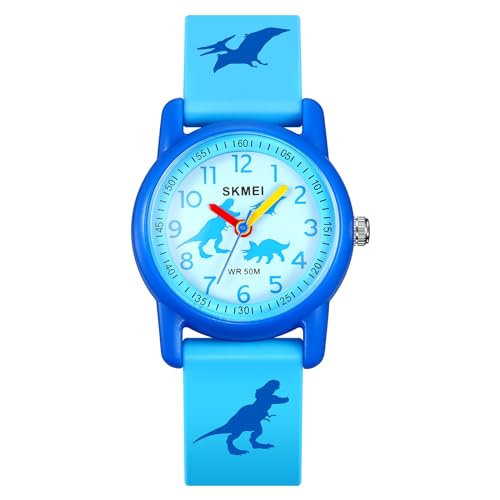SKMEI Boys Analog Watches Kids Waterproof Wristwatch with Cute for Girls Cartoon Gift Watches(Dinosaurs)