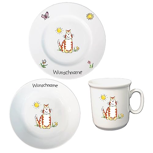 Kindergeschirr personalisiert - Frühstücksservice 3-tlg. Porzellan...