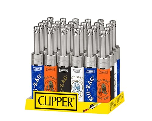 Clipper Torch Lighters – Minitube Zig Zag Design - 24ct - Safe Butane Clipper Lighter - Refillable and Reusable - Soft Flame