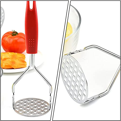 Image of YANCI Potato Masher, Stainless Steel Ricer Kitchen Gadget with Non-Slip Handle, Masher Utensil for Mashed Pav Bhaji, Vegetables, Fruits & Baby Food, Random Color, Pack of 2