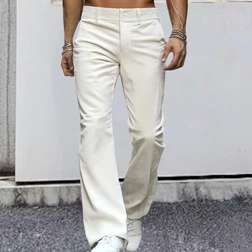 Mens Bell Bottom Pants Corduroy Relaxed Vintage Casual Solid Trousers 70s Stretch Slim Fit Classic Disco Pants Trendy3