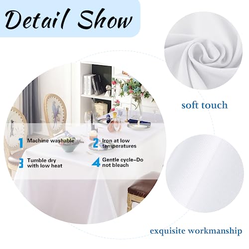 10 Pack White Table Cloth Rectangle Table 60 x 102 Inch Tablecloths for 6 Foot Rectangle Tables. Stain and Winkle Resistant Polyester Washable White TableCloths for Parties Wedding Dining - Image 6
