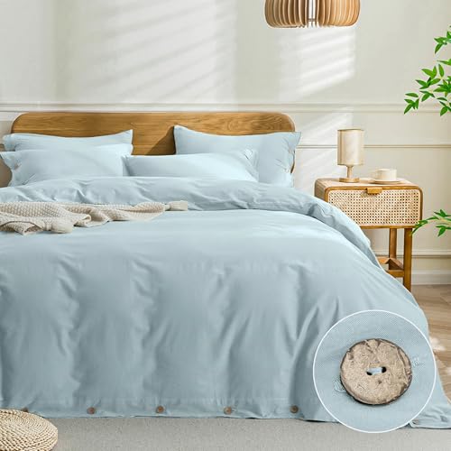JELLYMONI Cotton Duvet Cover Twin Size - Light Blue Comforter