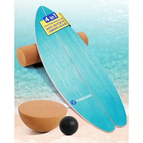 Balance Board Erwachsene | Rutschfeste Oberfläche & Rocker Shape | Surf Balanceboards für Surf Core-Training, Fitness, Reha & Koordination,inkl. Rolle, Halbkugel und Balance Ball