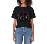 Marvel Deadpool & Wolverine Distressed Slashed Movie Logo Women's Crop Top