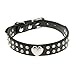 Pet Kingdom 2 Rows Rhinestone Bling Heart Studded Leather Dog Collar For Small Or Medium Pet Collar (Black, Small)