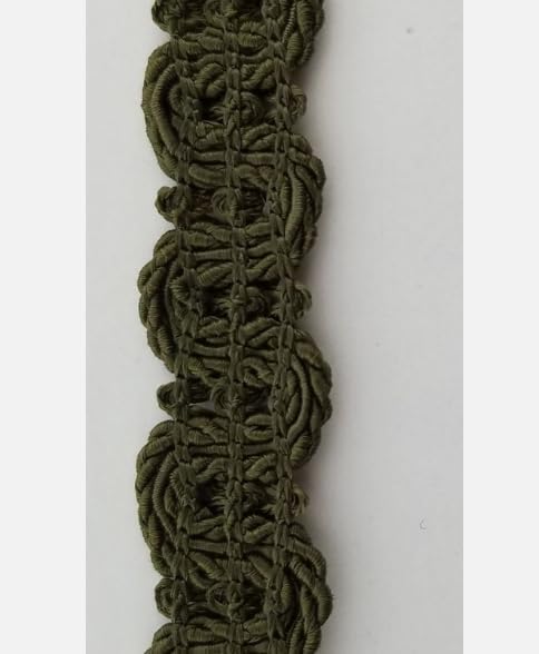 Generic 1 Pcs 3/4"" Dark Olive Double Scalloped Braid Gimp Trim 12 Continuous Yards -Rk5