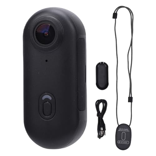 Lazmin112 Cámara De Acción De Pulgar 4K, Vídeos 1080p, Gran Angular 120°, Clip Giratorio De 360°, WiFi Integrado, Correa Magnética, Cámara POV, Videocámara Portátil, para Ciclismo