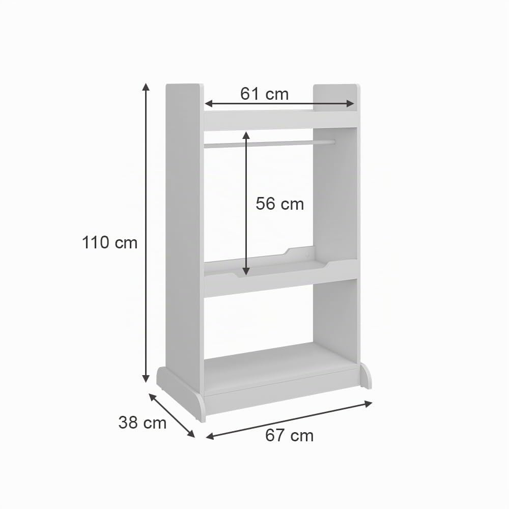 Vicco Armario Infantil Conny, Blanco, 67 x 110 cm con Barra de Colgar de Madera y pomos, para almacenar y organizar Ropa de niños