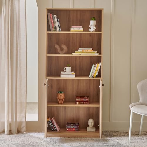 Image of Home Centre | Lexus 5-Tier Book Cabinet | Engineered Wood | Brown | 1 Year Warranty