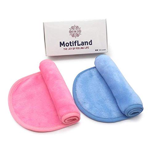 MotifLand-Natural-Makeup-Remover-Cloths-Microfiber-Reusable-Fast-Drying-Washcloth-Ultra-Soft-Luxury-Face-Towels-2-Count-Pink-and-Blue