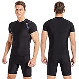Owntop Herren Rash Vest Rashguard - Kurzarm Schwarz Schnorcheln Schwimmen Surfen Tops, Tauchen Anzug UV Schutz Short Sleeve Beach T-Shirt UPF 50+, XL
