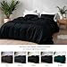 Linenwalas Duvet Cover Set King Size - Viscose Derived from Bamboo Soft, Light Weight, Zipper Closure and Corner Ties Cooling Comforter Cover with Fitted Sheet, Black Halloween Bedding (Jet Black)