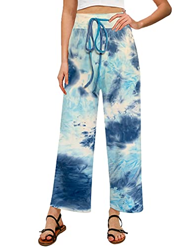 Image of NEWCOSPLAY Women's Comfy Pajama Pants Casual Drawstring Palazzo Lounge Wide Leg Pants