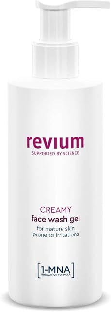 Revium Creamy Face Wash Gel with 1-MNA Molecule, Wakame Algae, Ceramides, Cotton Seed Oil, Vitamin E and Aquaxyl, 200ml