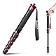 Manbily 36mm Einbeinstativ für Kameras 44cm-174cm aus Aluminium Monopod Stativ DSLR Reise-Einbeinstativ mit Gehstockgriff 6 Abschnitte Wanderstöcke Max. 18KG mit Telefonclip Videokamera (Rot)
