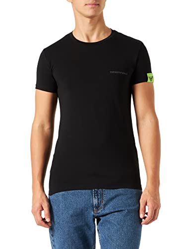 Emporio Armani Men's Eagle Label Short Sleeve Slim Fit T-Shirt, Black, Large