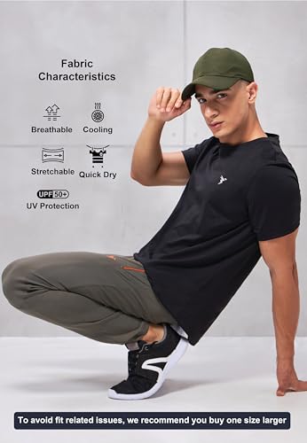 Image of TECHNOSPORT Men's Slim Fit Solid Crew Neck T-Shirt, Cotflex Quick Dry Wrinkle Resistant Polyester Sports Tee for Gym, Running, Training, Sports