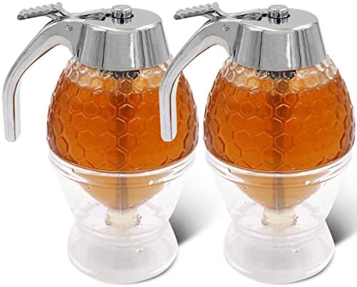 NAVESO Honigspender 300ml Glas - Tropffreier Sirup Dispenser Mit Griff