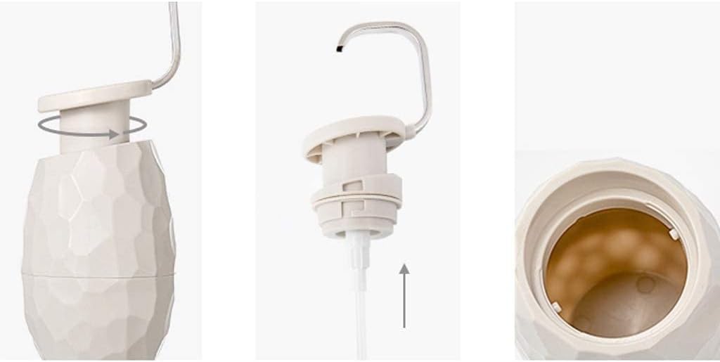 Day and Night Collection White and Grey with Gold Stripe Liquid Soap Dispenser with Brushed Metal Gold Pump for Bathroom, Bedroom or Kitchen. Also Great for Hand Lotion(OneColor)