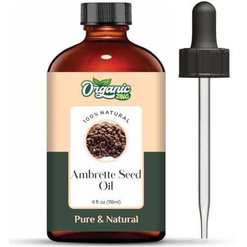 Organic Zing Ambrette Seed (Abelmoschus moschatus) Oil | Pure & Natural Essential Oil for Skincare, Aroma & Diffusers - 118ml/3.99fl oz