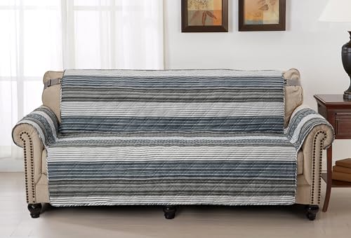 Brilliant Sunshine Multi Grey Stripes Couch Oversize Sofa Slip Cover