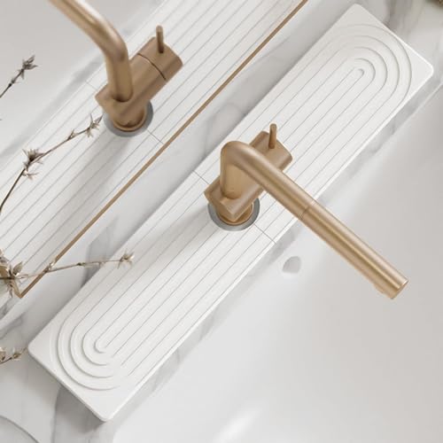 KmoNo Pedra de secagem instantânea, tapete para torneira para pia de cozinha, pedra de secagem para lava-loiça, super absorvente, evita a acumulação de humidade (branco, 60 * 10 cm/23,6 * 3,9 pol)