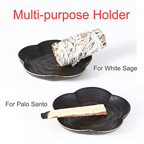 Incense Holder For Sticks, Ceramic Incense Burner, Cherry Blossom Stick Ash Catcher, Incense Cone Holder (Matte Glaze) #TOP4