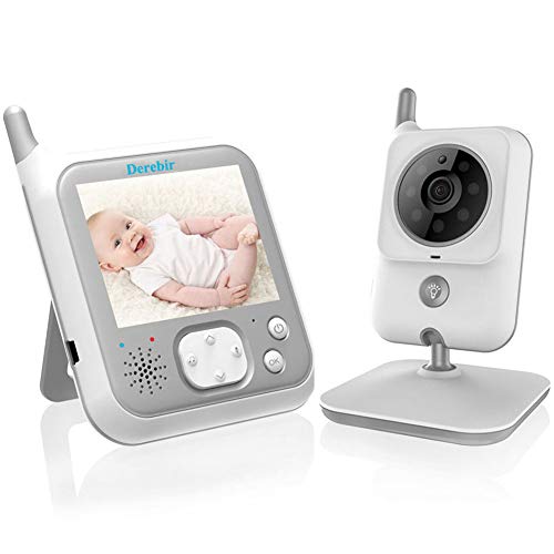 Derebir Video Baby Monitor with Camera Wireless 3.2 LCD Digital Screen Infrared Night Vision and LED Night Light Temperature Sensor 2 Way Talk Long Range 8 Lullabies VOX Auto Wake up