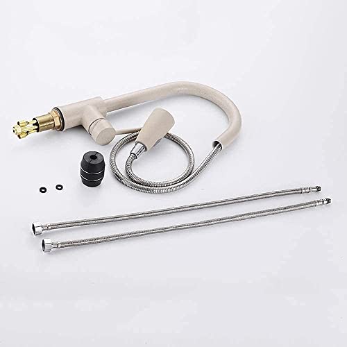 Robinet de cuisine rotatif 360 beige avec douchette extensible - 7