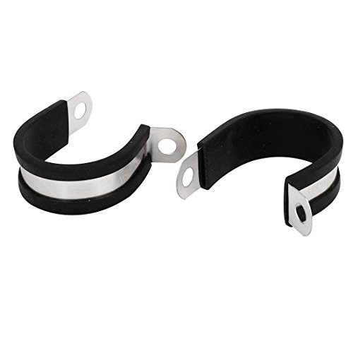 Aexit 36mm Dia Clamps EPDM Rubber Lined P Clips Water Pipe Tube Hose Clamps Strap Clamps Holder 2pcs