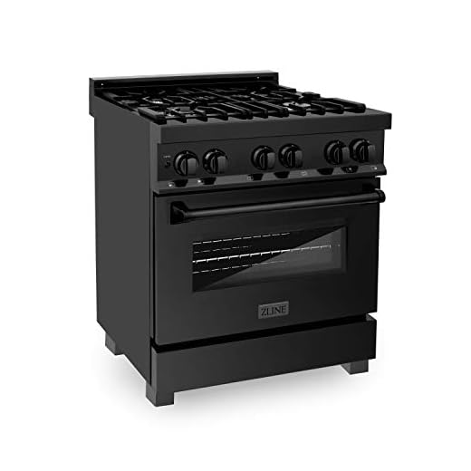 ZLINE 30" 4.0 cu. ft. Dual Fuel Range with Gas Stove and Electric Oven in Black Stainless Steel (RAB-30)