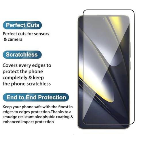 Image of POPIO Military-Grade Gorilla Tempered Glass for Xiaomi Poco F7 (Black) Edge To Edge Coverage With Easy Installation Kit