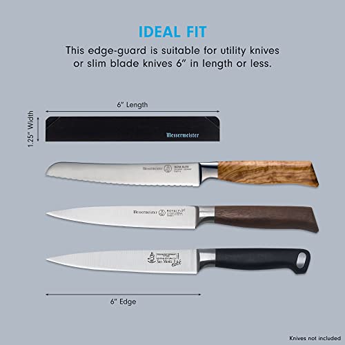 Messermeister 6” Utility Edge-Guard, Black - Fashionable & Functional Knife Protector For Utility & Slim-Blade Knives - 2 Blade Entry Notches - 6.5” X 1.1875” #TOP2