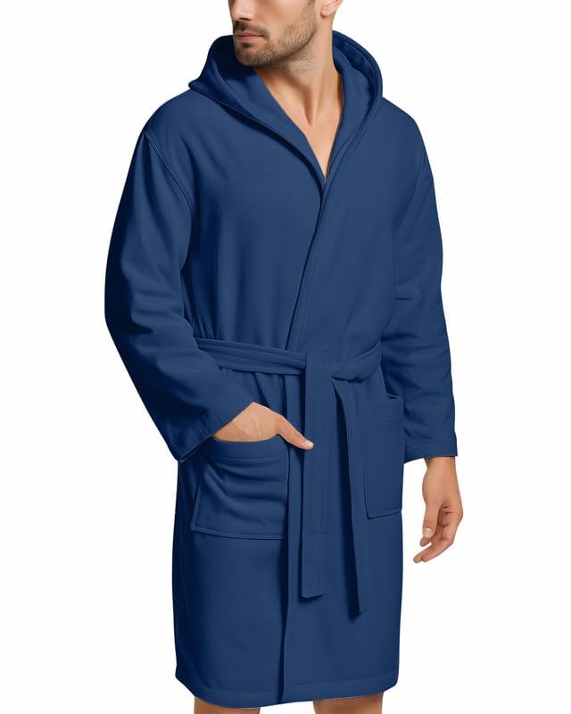 NARCISO - Peignoir Homme Femme en Microfibre Économique avec Poches, Capuche et Ceinture, Idéal pour la Maison, le Voyage, la Salle de Sport, Tissu Doux et...