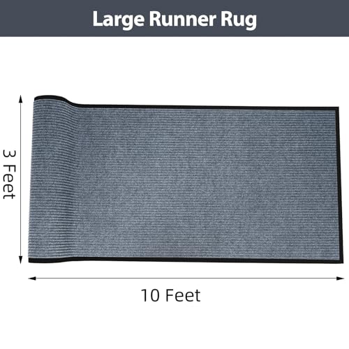 MYOYAY Carpet Runner, 3ft x 10ft Hallway Runner with PVC Non-Slip Backing Indoor Outdoor Floor Mat Area Rugs for Kitchen Balconies Living Room Dining Room Decks Patio (Gray)