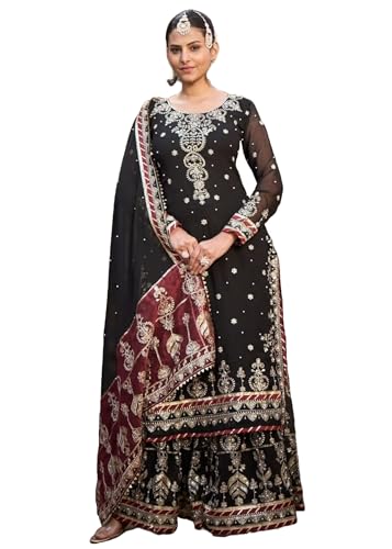 Sharara haut de gamme avec broderie fine de perles river moti