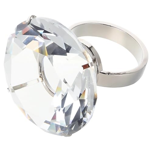 Hemoton 1pc Wedding Decoration 2.36Inch Alloy Glass Big Diamond Ring