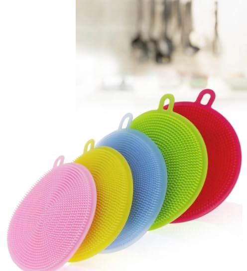 Attachh Cleaning Supplies Sponges Silicone Scrubber for Kitchen Non Stick Dishwashing & Baby Care Sponge Brush Household Health Tool((Pack of 10) pc) 1