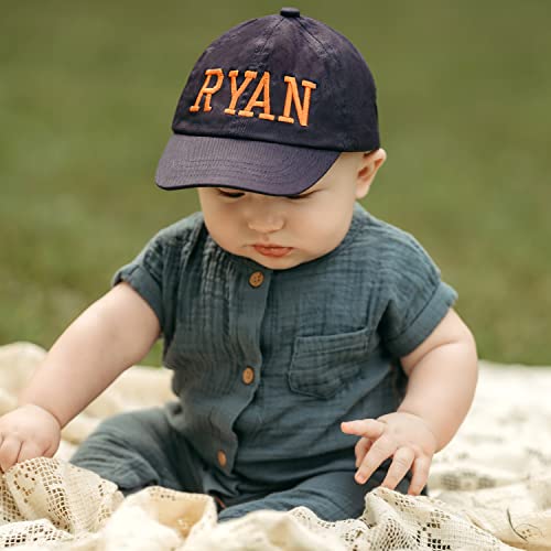 Melondipity Baby Boy Baseball Cap For Infants, Toddlers, Newborn - Cute Baby Sun Hat For Summer, Spring, Autumn - Personalized & Customized Keepsake Cap With Button Closure, Sun Protection (Navy Blue) #TOP3