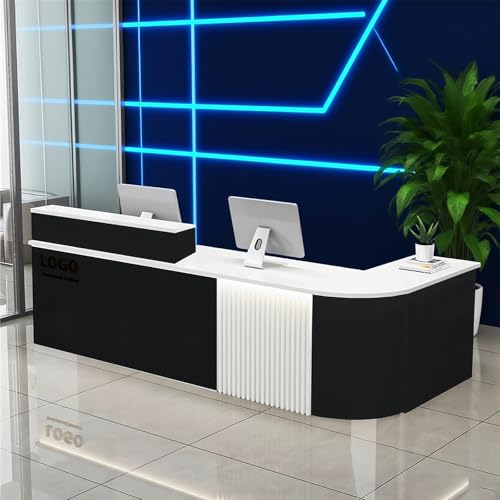 Reception Desk with Counterr, Lockable Drawers and Storage,Shopping Mall Office Cashier Receptionist Desk for Receptionists in Offices, Retail Stores, Lobbies, Shops