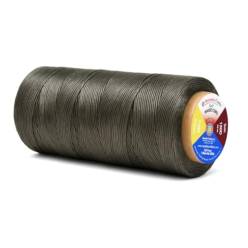 Mandala Crafts 150D 0.8mm Olive Brown Flat Waxed Thread for Leather Sewing
