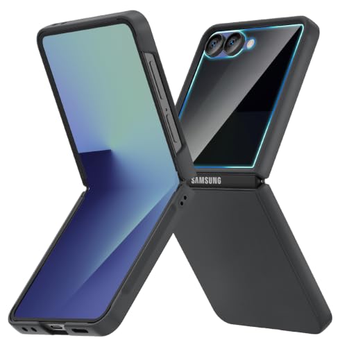 Image of Ruky for Z Flip 8 Case Built-in with Privacy Screen Protector, Black | Support Wireless Charging, Full Body Cover Shockproof Hard PC Ultra-Thin Phone Case for Samsung Galaxy Z Flip 8, Black