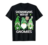 St Patricks day lucky Shamrock leopard gnomes Irish women T-Shirt